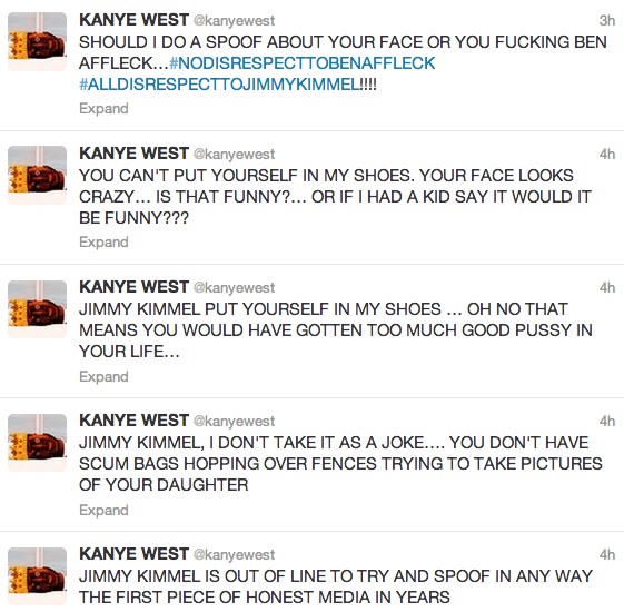 Kanye West  Jimmy Kimmel tweets