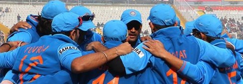 Dhoni and men in blue