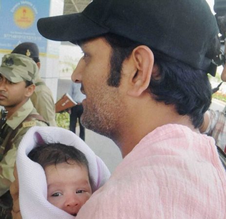 Dhoni with his little daughter at IPL 2015