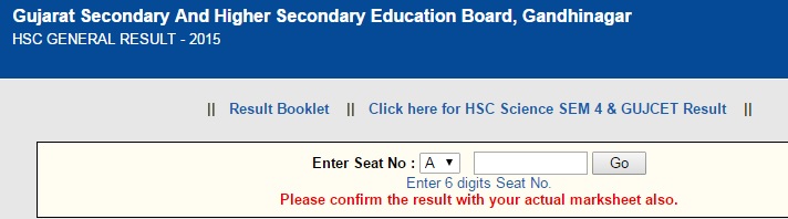 Gujarat HSC Result 2015