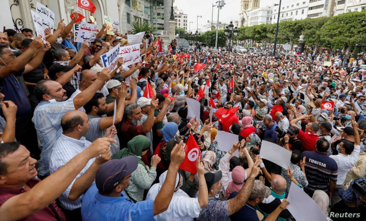  Tunisian President Kais Saied declares he will rule by decree, Protests erupt