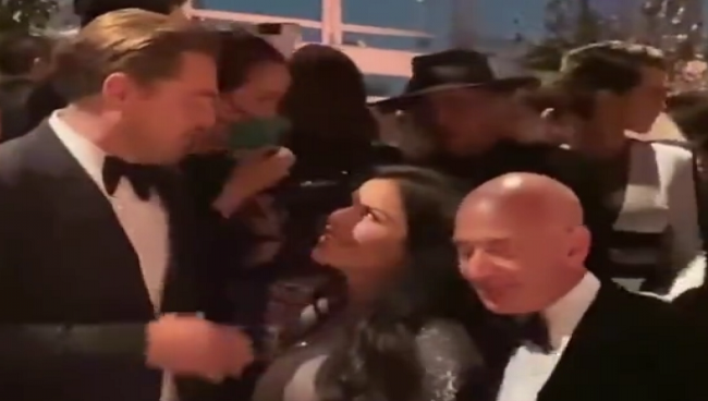 Video: Jeff Bezos' girlfriend Lauren Sanchez swoons over Leonardo DiCaprio