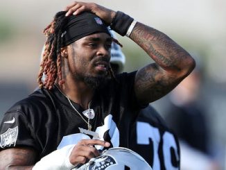 Damon Arnette #20 of the Las Vegas Raiders is shown during training camp at the Las Vegas Raiders Headquarters/Intermountain Healthcare Performance Center on July 28, 2021 in Henderson, Nevada.