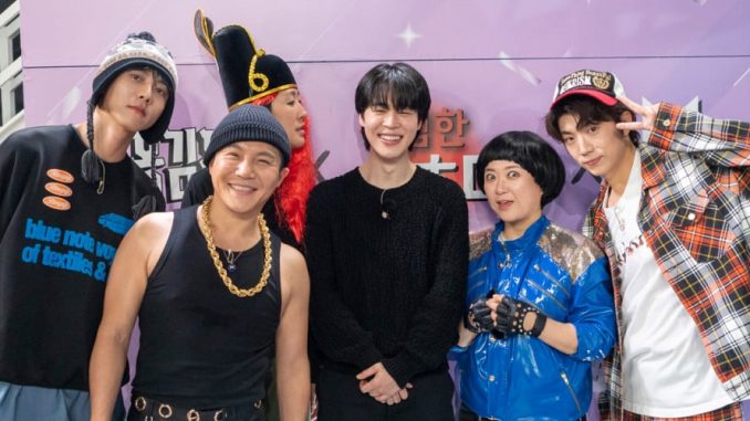 BTS' Jimin poses for a photo with the cast of KBS2's 'Hong-Kim Coin'
