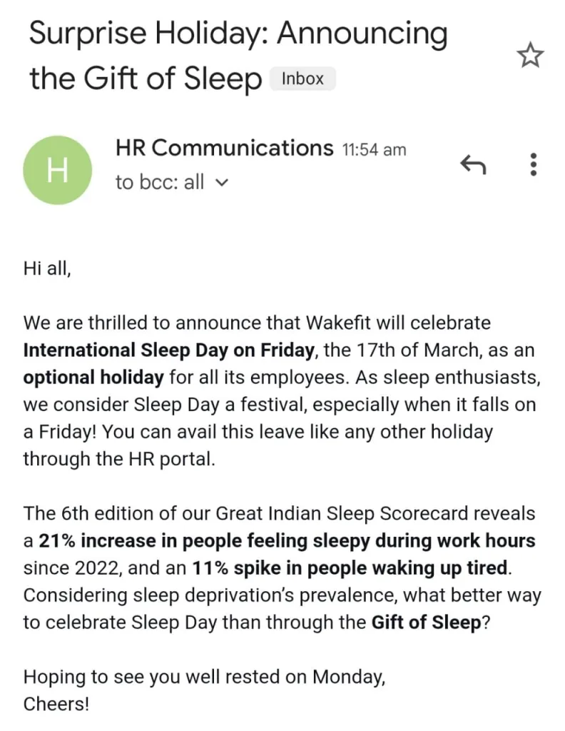 World Sleep Day 2023: This firm announces a holiday for employees to sleep!