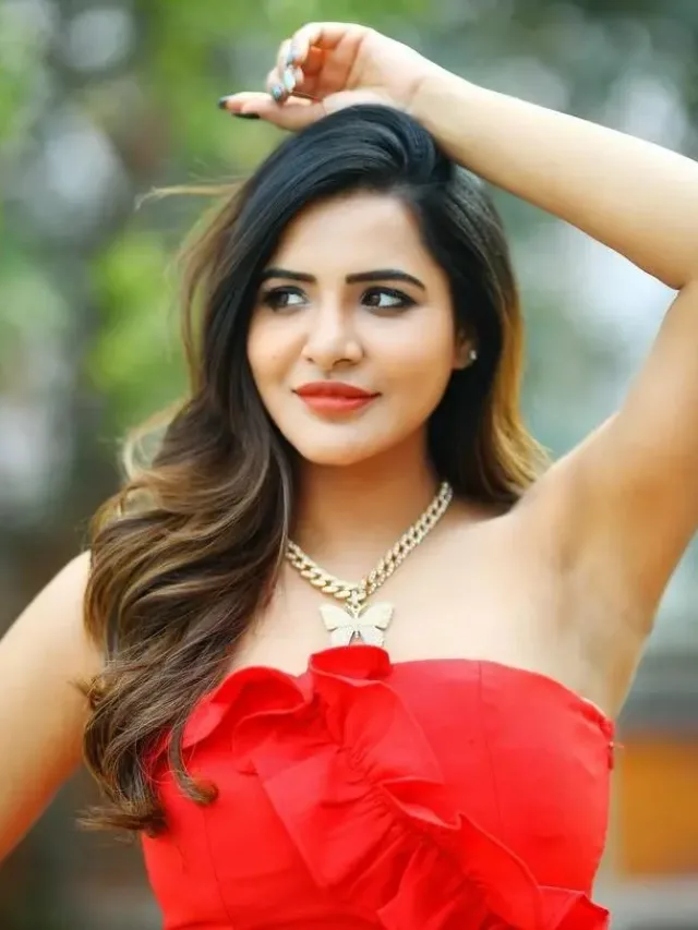 Ashu Reddy Sets Hearts Aflutter in Red Off-shoulder Dress in Latest Photoshoot
