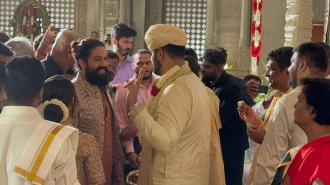 Rajinikanth and Yash grace the wedding of Ambareesh-Sumalatha's son Abhishek