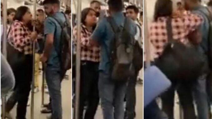 Watch: Women slaps co-passenger in Delhi metro