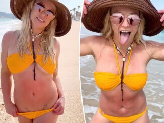 Britney Spears shows off her yellow bikini while horse-riding during her Tropical gateway