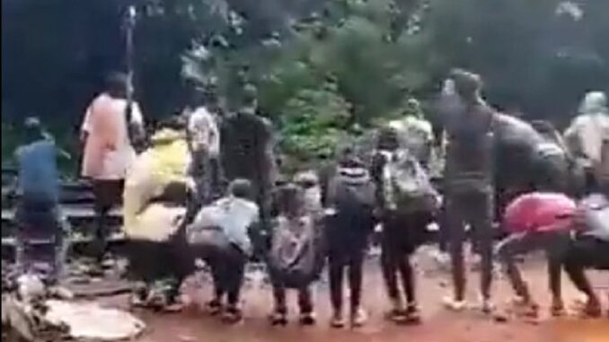 Dudhsagar Falls trekkers made to do sit-ups as a warning to others - video goes viral