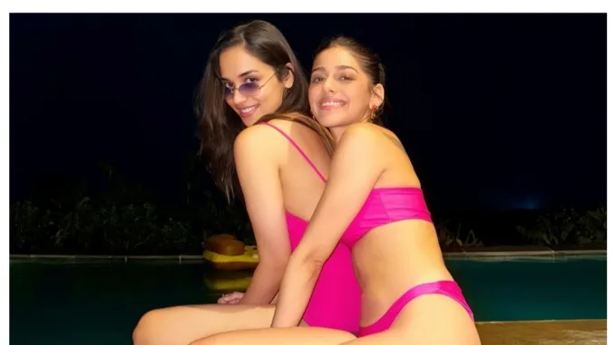 Manushi Chhillar And Alaya F Dressed In Matching Hot Pink Bikinis
